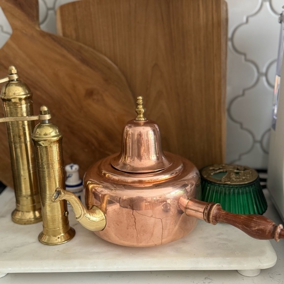 Vintage Copper CoffeePot With Side Wooden Handle bell on TopMexico
